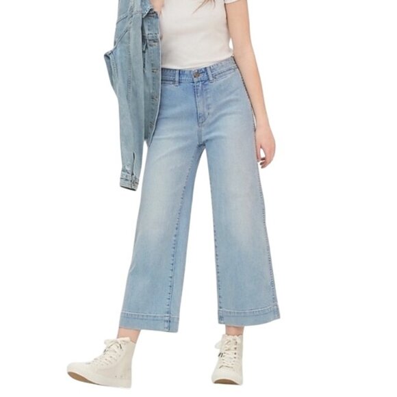 GAP High Rise Wide-Leg Crop Jeans women’s 6/28 light indigo - Picture 1 of 10